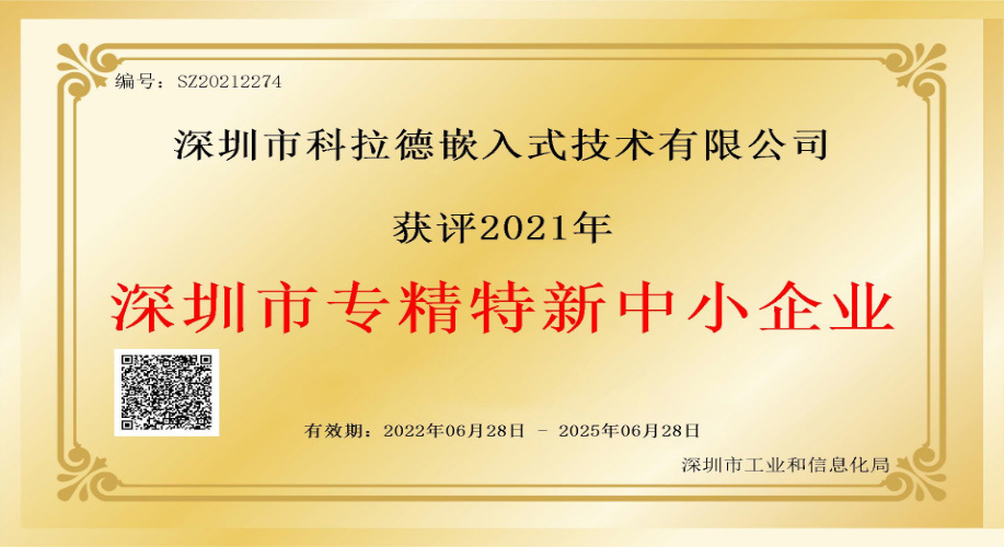 获评 2021 深圳市“专精特新”中小企业