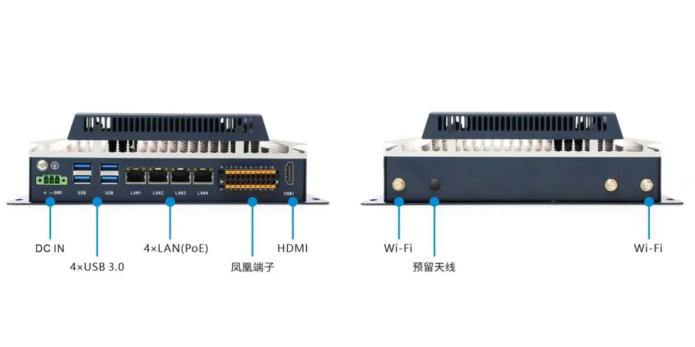 EA-N200A 边缘AI计算机 - 前面板 I/O 接口布局图