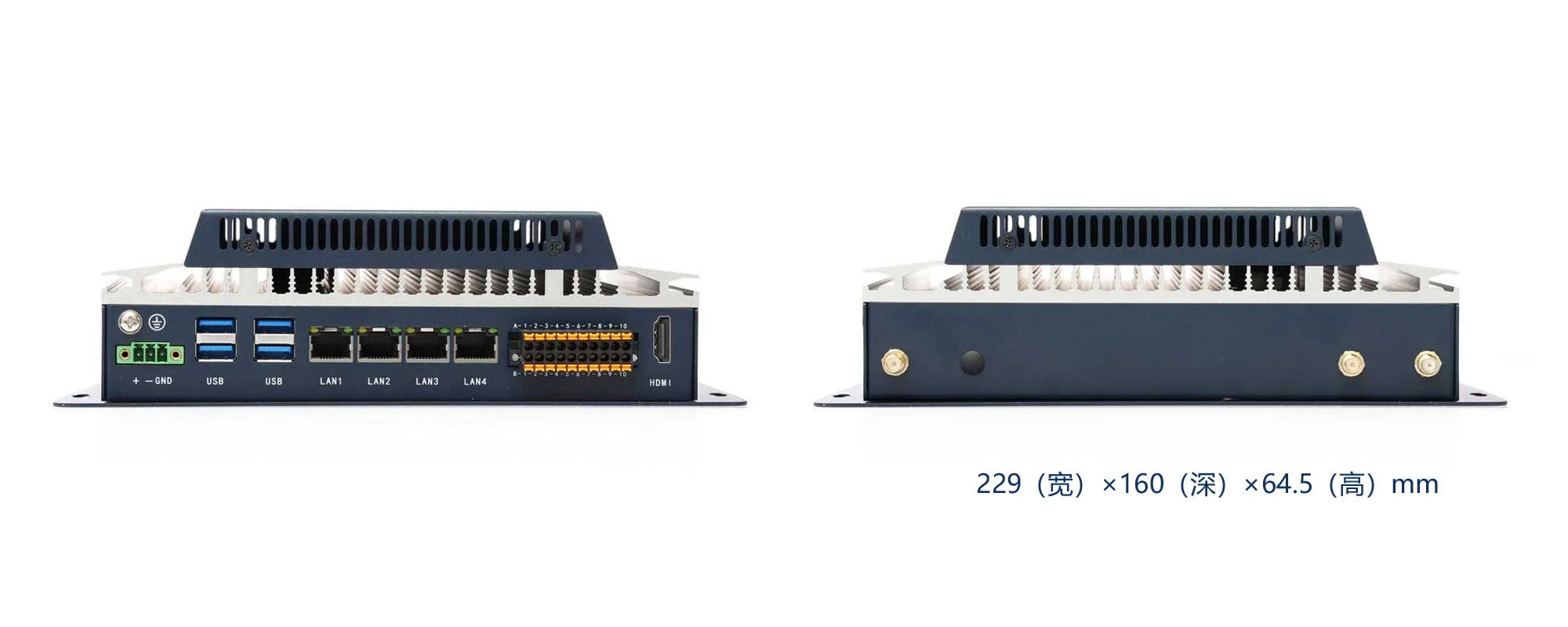 EA-N500A 边缘AI计算机 - 三视图尺寸图（mm）
