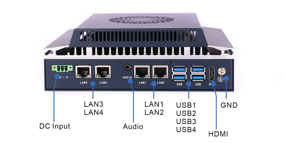 EPC-102B 嵌入式工业计算机 - 前面板 I/O 接口布局图