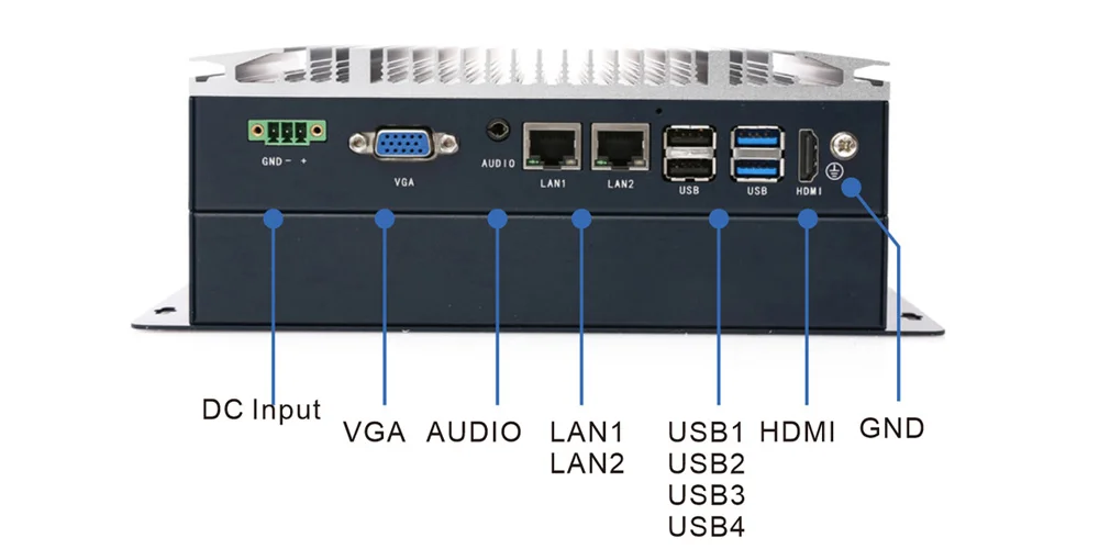 EPC-202B 嵌入式工业计算机 - 前面板 I/O 接口布局图