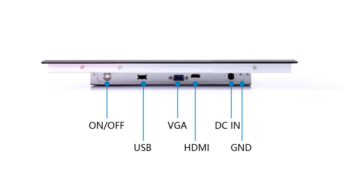 FPM-S1502A 工业显示器（标准屏） - 前面板 I/O 接口布局图
