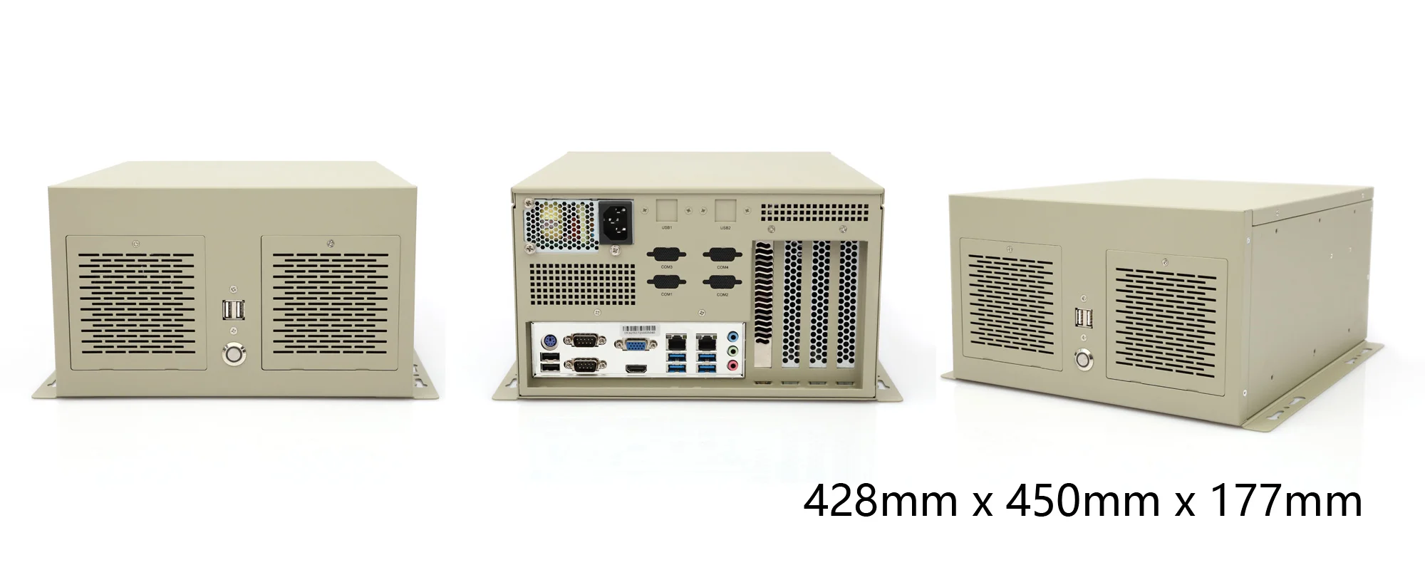 IPC-W10-ISeries 上架式工业服务器 - 三视图尺寸图（mm）