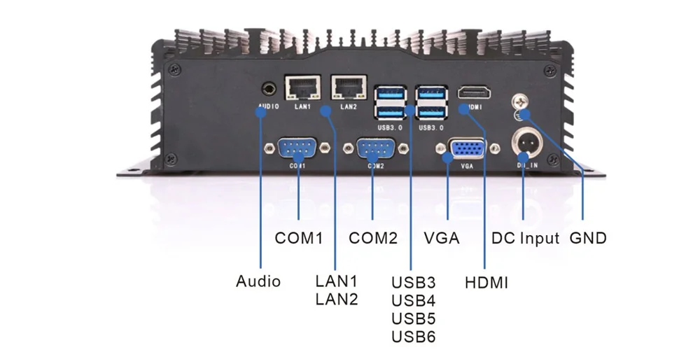 UPC-108H 通用型BOX工控机 - 前面板 I/O 接口布局图