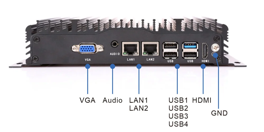 UPC-206E 通用型BOX工控机 - 前面板 I/O 接口布局图