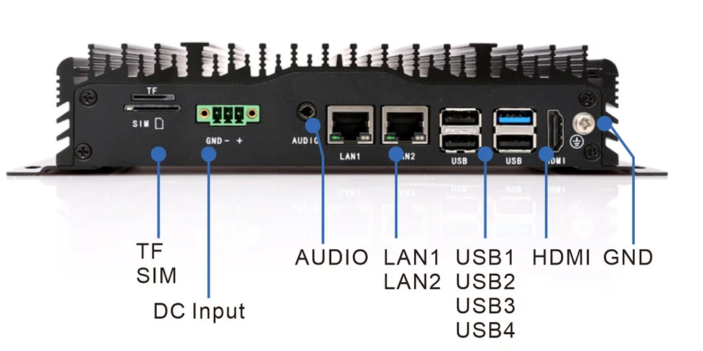 UPC-206F 通用型BOX工控机 - 前面板 I/O 接口布局图