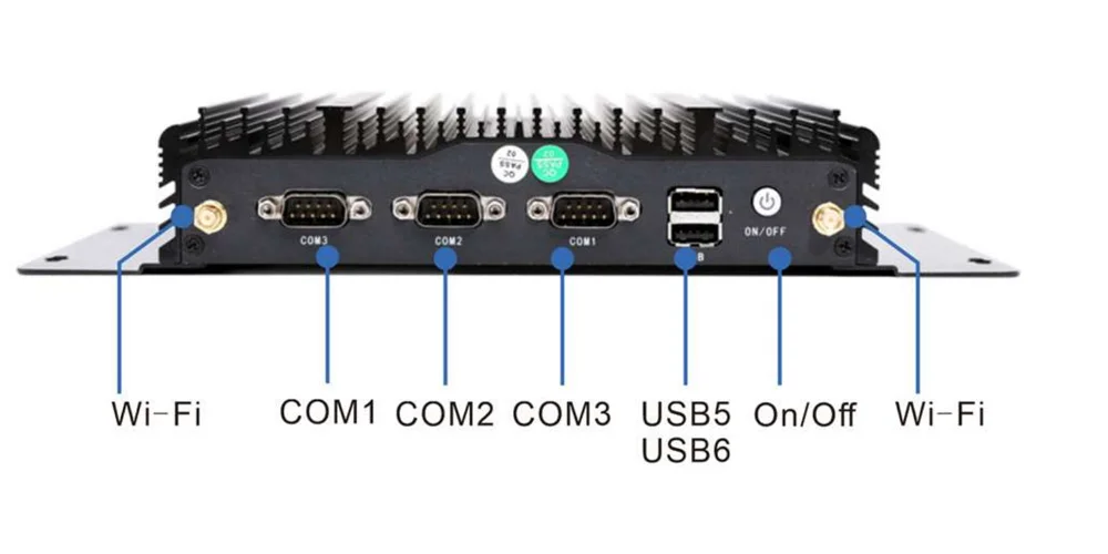 UPC-209B 通用型BOX工控机 - 后面板 I/O 接口布局图