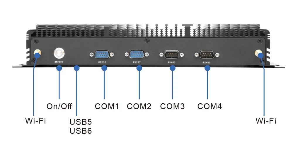 UPC-309C 通用型BOX工控机 - 前面板 I/O 接口布局图